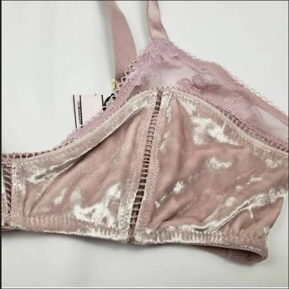 RARE Victoria's Secret Barbie Crushed Velvet Mesh Lace Unlined Wirefree Bra - Picture 6 of 16